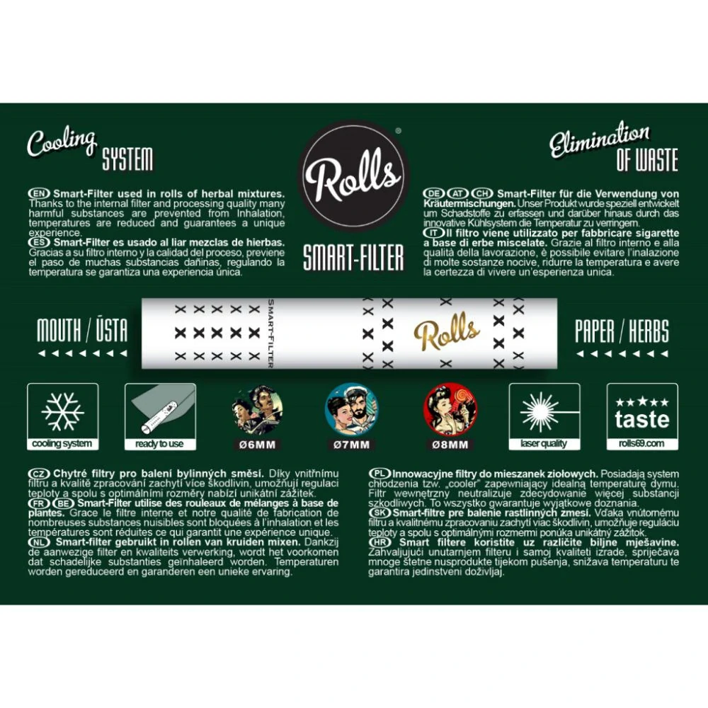 Filtry Rolls 69 filtry 6mm, 60 ks Pack Green