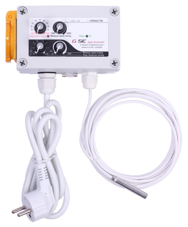 GSE Digitalní regulátor teploty, min&max rychlosti ventilatoru a hystereze 2x5A