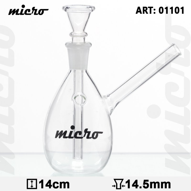 Skleněný bong Micro průhledný, 14cm