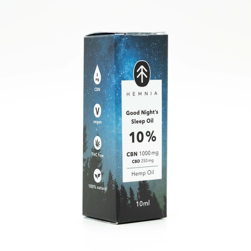 Hemnia Good Night´s Sleep Konopný olej 10%, 1000 mg CBN, 250 mg CBD, 10 ml