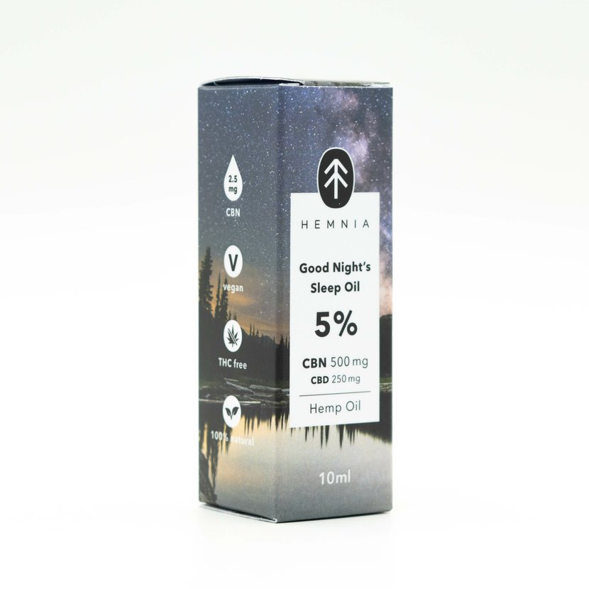Hemnia Good Night´s Sleep Konopný olej 5%, 500 mg CBN, 250 mg CBD, 10 ml