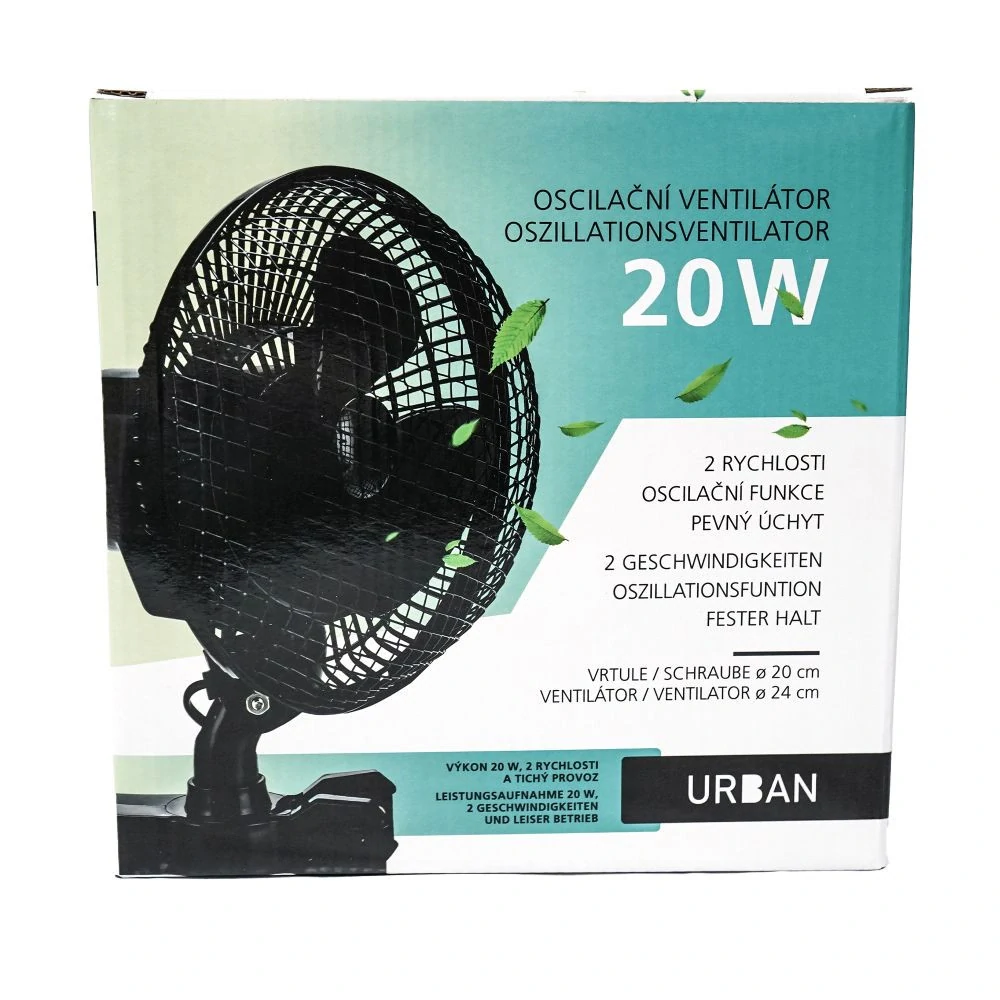 Urban Oscilfan 20W, dvourychlostní oscilační ventilátor průměr 24 cm