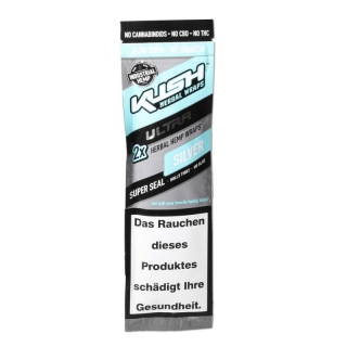 Kush Herbal Hemp Blunt Wraps Ultra Silver 2ks/bal.