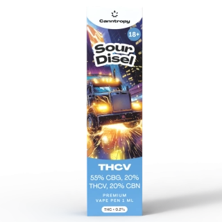 Canntropy THCV Vape Pen Sour Diesel, 20 % THCV, 60 % CBG, 20 % CBN, 1 ml