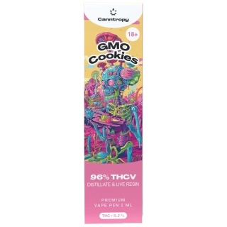 Canntropy THCV Disposable Vape Pen GMO Cookies live resin terpenes, THCV 96% quality, 1 ml
