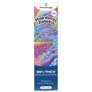 Canntropy THCV Disposable Vape Pen Rainbow Zelato live resin terpenes, THCV 96% quality, 1 ml