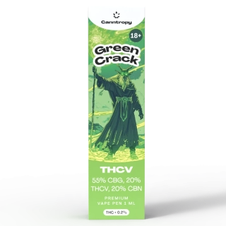 Canntropy THCV Vape Pen Green Crack, 20 % THCV, 60 % CBG, 20 % CBN, 1 ml